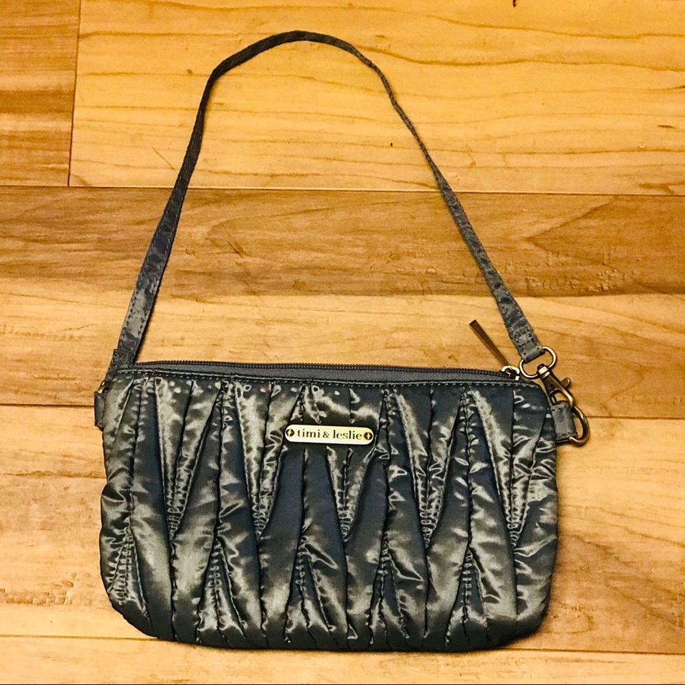 timi & leslie Gray clutch with strap